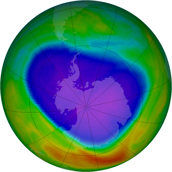 Antarctic ozone map for 29 September 1998